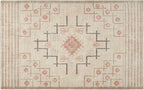 Revival Rugs Funk 4'x6' Zero-Shedding Area Rug for Living Room Bedroom - Oeko-TEX Certified, Low Pile, Spot Clean, Beige, Cream