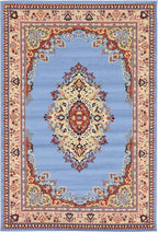 Unique Loom Reza Collection Traditional Persian Style Area Rug, 6 x 9 ft, Light Blue/Ivory