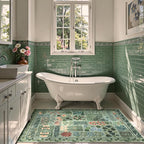 Floral Boho 3x5 Sage Green Bathroom Rugs, Washable Botanical Area Rugs for Entryway Bedroom, Non Slip Kitchen Floor Mat Indoor Throw Carpet for Laundry Living Room (Green,3 x 5)