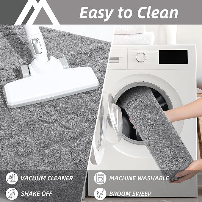 COSY HOMEER Door Mat 32”x48”,Absorbent Dirt Trapper Entryway Rugs,Non-Slip Welcome Mat,Washable Entry Rugs,Low Pile Doormat for Front Back Door,Wet Shoes & Paws,Grey