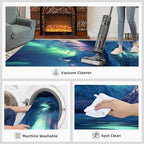2x4 Snowy Mountains Runner Rug for Hallway - Aurora Borealis Kitchen Mat, Polar Landscape Kitchen Runner Rug Soft Non Slip Anti Fatigue for Laundry Room Indoor Hallways