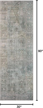 Loloi Chris Loves Julia Jules Collection JUL-08 Emerald/Antique Ivory 2'-6'' x 7'-6'', .13" Pile Height, Runner Rug