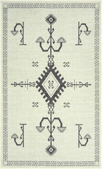 GLN Rugs Contemporary Collection - Machine Washable Area Rug, Contemporary Washable, Non Slip, Low Pile Chenille Rug, Living Room, Bedroom, Kitchen Rug (2'6" x 7' Cream/Anthracite)
