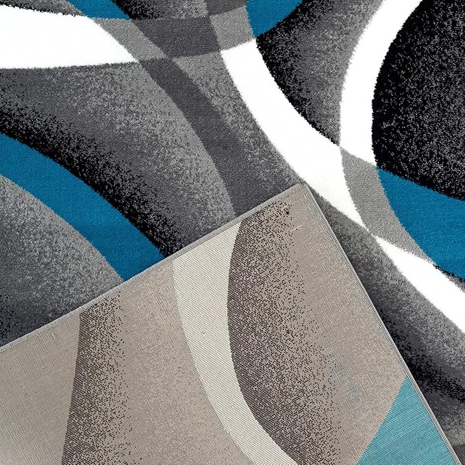 2305 Geometric Abstract Turquoise 5x7 Area Rugs for Living Room