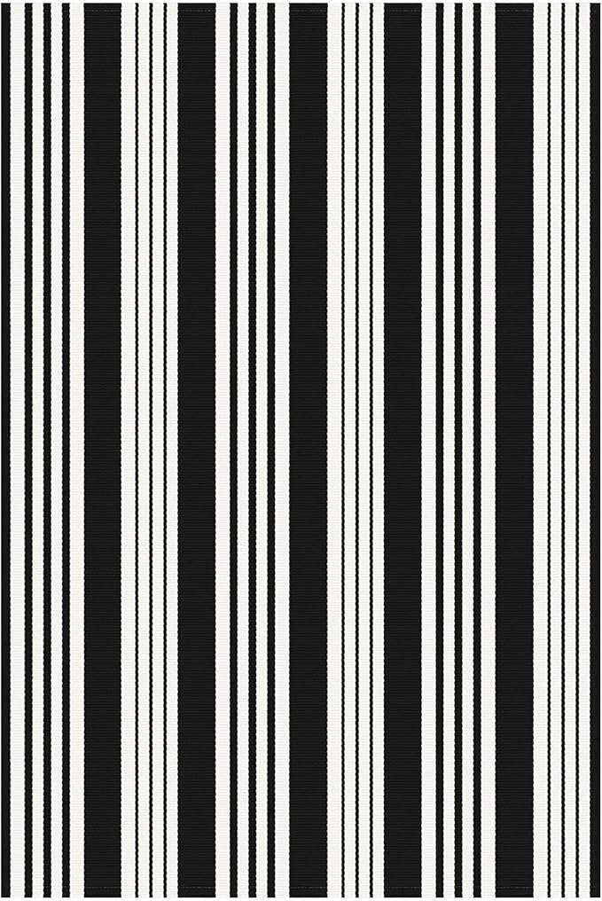 KOZYFLY Black and White Striped Outdoor Rug 5x7 Ft Area Rug Washable Indoor Outdoor Rug Cotton Outdoor Patio Rugs Farmhouse Rugs Living Room Carpet for Patio Dining Room Bedroom