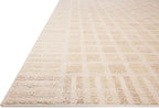 Loloi Chris Loves Julia Calvin Collection CLV-03 Bone/Natural 5'-3" x 5'-3" Round Area Rug Checkered Neutral Soft Living Room Bedroom Carpet