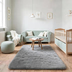 3x5 Solid Fluffy Grey Area Rug – Washable, Durable, Living Room Rug, Non-Slip High Pile Shag Rugs for Bedroom, Living Room, Bedside, Dorms, Nursery Rooms, Kids Room, Soft Indoor Floor Carpet