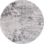 Rugs.com Leipzig Collection Round Rug – 3 Ft Round Grey Low-Pile Rug Perfect for Kitchens, Dining Rooms