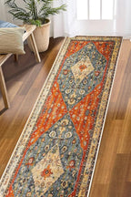 COMSLE Boho Runner Rug, 2' x 8' Washable Rugs for Hallway Faux Wool Small Kitchen Area Rug Distressed Throw Rug Non-Slip Laundry Room Rug Carpet Runner for Entryway Indoor Bedroom