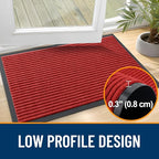 OLANLY Front Door Mat Indoor Outdoor Entrance, Waterproof Heavy Duty Doormat, Fade Resistant, Low Profile, Easy Clean Patio Porch Welcome Floor Mats for Entry, 71x34, Red