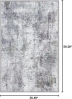 GLN Rugs Contemporary Collection - Machine Washable Area Rug, Contemporary Washable, Non Slip, Low Pile Chenille Rug, Living Room, Bedroom, Kitchen Rug (3' x 5' Grey/Green)
