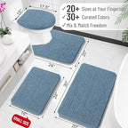 OLANLY Toilet Rugs U-Shaped 24x20, Extra Soft Absorbent Chenille Contour Bathroom Rugs for Toilet, Dry Quickly, Machine Washable, Non-Slip Bath Mat, Airy Blue