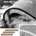 Black and White Rugs for Bedroom, 3x5 Fluffy Small Area Rugs for Living Room, Soft Shag Fuzzy Carpet with 4 Non-Slip Stickers for Kids Boys and Girls Nursery Room Dorm Home Decor (3ft x 5ft)