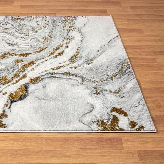 LUXE WEAVERS Marble Effect Abstract Gray 8x10 Area Rug