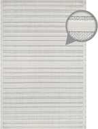 CAMILSON Modern Rug 8x10 Luxury Striped Line Micro Loop Area Rugs Soft High-Low Pile Stain Resistant Easy to Clean Non-Shedding Durable Living Room Kitchen Indoor Carpet (White)