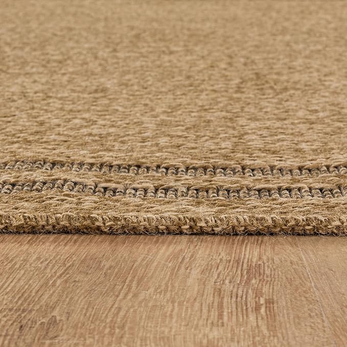 Easy Jute Rugs 9x12 Bordered Natural Color Living Room Indoor Outdoor Area Rug for Patio and Kitchen Rug High Traffic Washable Easy to Clean Solid Boho Woven Design Outside Carpet (9 x 12)