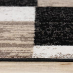 Superior Indoor Area Rug, Jute Backing, Plush Modern Rugs for Entryway, Kitchen Floors, Office Floor Cover, Color Block Rugs, Rockwood Collection, 5' x 8', Ivory/Beige