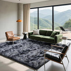 6x9 Area Rugs for Living Room Bedroom, Soft Fluffy Shaggy Bedside Rug, Indoor Floor Carpet for Kids Playroom, Dorms, Nursery Rooms, Home Decor (Tie-Dyed Dark Grey 6'x9')