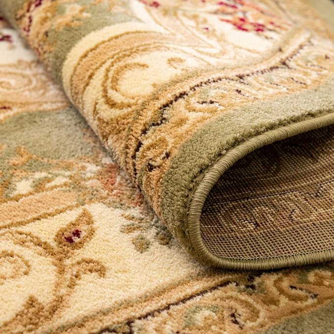 Rugs.com Chateau Collection Rug – 6 Ft Square Green Medium Rug Perfect for Living Rooms, Kitchens, Entryways