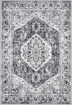 KOZYFLY Area Rug 4x6 Ft Washable Rugs for Entryway Non Slip Kitchen Mats for Floor Rugs for Living Room Printed Faux Wool Vintage Throw Rug for Entrance Bedroom Kitchen Living Room, Grey