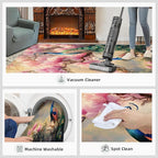 Peacock Magnolia Rug Large - 6x8 Rug, Pink Magnolia Washable Rugs for Living Room, Classic Carpet, Peafowl Non-Slip Area Rugs for Bedroom, Aesthetics Carpet - Peafowl Home Decor & Gifts