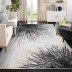 Lahome Modern Black 9x12 Rug for Living Room, Large Washable Area Rug Non-Slip Ultra-Thin Stain Resistant Rugs for Dining Room Table, Abstract Print Indoor Soft Rug for Bedroom Office (Black, 9'x12')