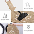 Smiry Dog Door Mat for Muddy Paws, Absorbent Dirt Trapper Non Slip Quick Dry Washable Chenille Mat for Mud Dogs, Entry Rug for Indoor and Outdoor (47x32 Inches, Beige and White)