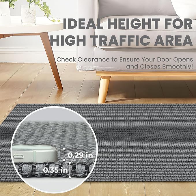 Braided Runner Rug 3x18 Ft Washable Runners for Hallways Non Slip Rubber Backed Kitchen Runners Cotton Long Entryway Runner Indoor, Woven Carpet for Hall Stair Entryway, Dark Grey/Grey
