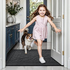 LUMI Door Mat Indoor Entrance 32"x48", Front Welcome Mat with Non-Slip Rubber Backing, Low Profile Dirt Trapper Inside Doormat for Entrance, Garage, Patio, Grey