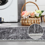 RUGSREAL Washable Round Rug 4x4 ft for Living Room Modern Round Rug Small Bedside Carpet with Rubber Backing Stain Resistant Small Entry Mat Neutral Circle Rug for Bedroom Nursery Home Decor, Grey