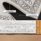 ReaLife Rugs Machine Washable Area Rug - Living Room Bedroom Bathroom Kitchen Entryway Office - Padded Low Pile Stain Resistant Premium - Boho Farmhouse Vintage - Paige - Ivory 4' x 6'