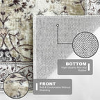 KILOCOCO Hallway Runner 2.6x14 Runner Rug Printed Vintage Floral Washable Rugs Kitchen Runners Soft Non-Slip Low Pile Rubber Backed Runners for Laundry Room Distressed Boho Rugs, Mossy Taupe