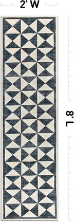 Rugshop Geometric Diamond Washable Non Slip Runner Rug 2' x 8' Cream