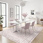 Light Pink 6x9 Rugs for Bedroom Nursery Rug Vintage Aesthetic Cute Boho Floral Washable Area Rug Indoor Carpet for Kids Room Playroom Living Room