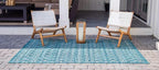 Unique Loom Outdoor Trellis Collection Area Rug - Tribal Trellis (6' 1" x 9' Rectangle, Teal/ Ivory)