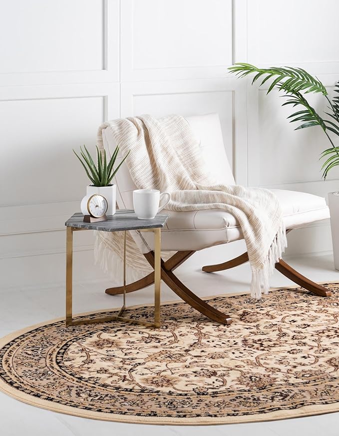 Unique Loom Sialk Hill Collection Area Rug - Washington (3' 3" x 5' 3" Oval Ivory/Black)