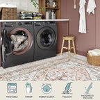 Lahome Boho Washable Living Room Area Rug - 3x5 Small Pink Rugs for Bedroom Non-Slip Throw Nursery Kids Room Rug, Vintagel Print Carpet Rug for Kitchen Office Bathroom Laundry Room (Pink, 3'x5')