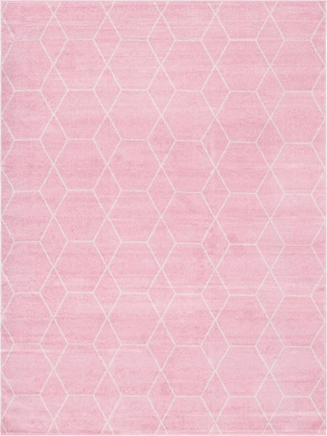 Unique Loom Trellis Frieze Collection Area Rug - Geometric (10' x 13', Light Pink/ Ivory)