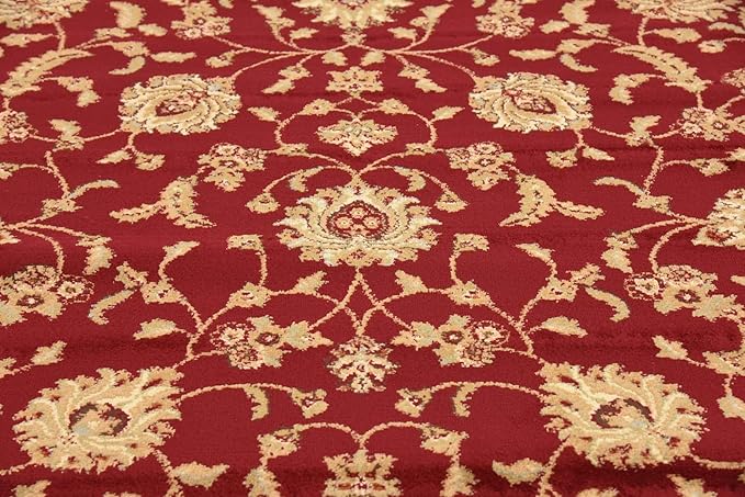 Unique Loom Voyage Collection Traditional Oriental Classic Intricate Design Area Rug (8' 0 x 8' 0 Square, Red/Gold)