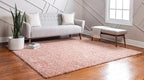 Unique Loom Davos Shag Collection Area Rug - Solid (3' 3" Square, Dusty Rose)