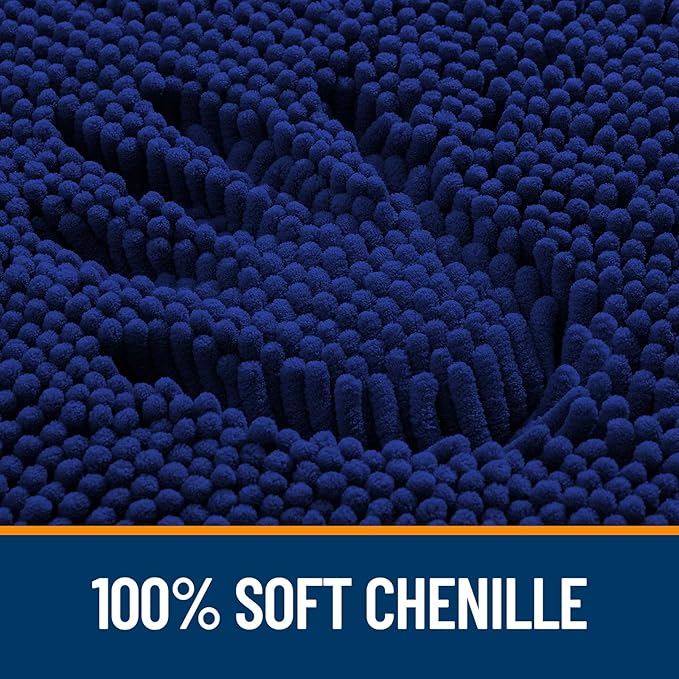 OLANLY Bathroom Rugs 40x24, Extra Soft Absorbent Chenille Bath Rugs, Rubber Backing Quick Dry, Machine Washable Bath Mats for Bathroom Floor, Tub and Shower, Home Decor Accessories, Navy