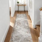 2.6'x8' Hallway Runner Washable Rug - Modern Abstract Rug Runners for Hallways Non-Slip Low Pile Thin Soft Machine Washable Carpet for Bedroom, Laundry, Kitchen, Indoor Entryway (2.6'x8' Brown Grey)