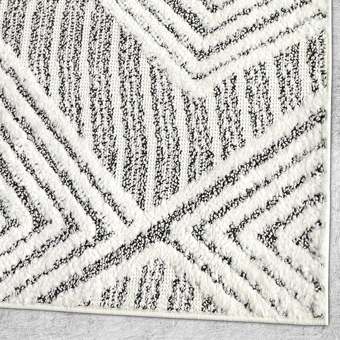 Antep Rugs Palafito 8x10 Geometric Shag Diamond High-Low Pile Textured Indoor Area Rug (Gray, 7'10" x 10')