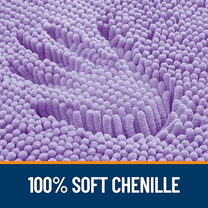 OLANLY Toilet Rugs U-Shaped 24x20, Extra Soft Absorbent Chenille Contour Bathroom Rugs for Toilet, Dry Quickly, Machine Washable, Non-Slip Bath Mat, Lavender