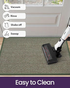 DEXI Ultra Thin Entryway Indoor Door Mat 32x48, Non Slip Rubber Backing Inside Entry Mat, Low Profile Easy Clean Dirt Trapper Doormat for Inside Entrance Patio, Green