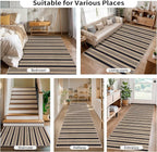 Tangsoo Stripe Easy Jute Rug,Ultra Thin 3x5 Washable Area Rug for Bedroom,Non-Slip Black Indoor Outdoor Rug Modern Farmhouse Low Pile Carpet for Patio Backyard Entryway