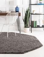 Unique Loom Solid Shag Collection Area Rug (8' Octagon, Graphite Gray)
