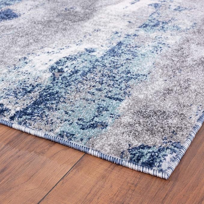LUXE WEAVERS Euston Collection D.Blue-L.Blue 5x7 Modern Abstract Area Rug