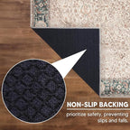 Keen Home Design 2x10 Rug - Machine Washable Runner Rug with Non-Slip Backing, Ideal for Hallway, Entryway, Kitchen, Laundry Room - Vintage, Easy Clean, Durable, Low Pile - (2'6" x 10')