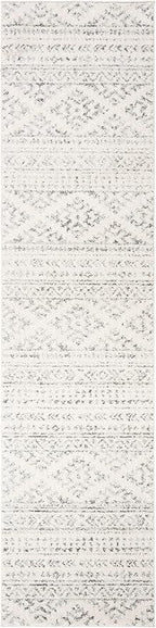 SAFAVIEH Tulum Collection Runner Rug - 2' x 12', Ivory & Grey, Moroccan Boho Tribal Design, Non-Shedding & Easy to Clean, Ideal for Living Room, Hallway, Foyer, Bedroom (TUL272A)
